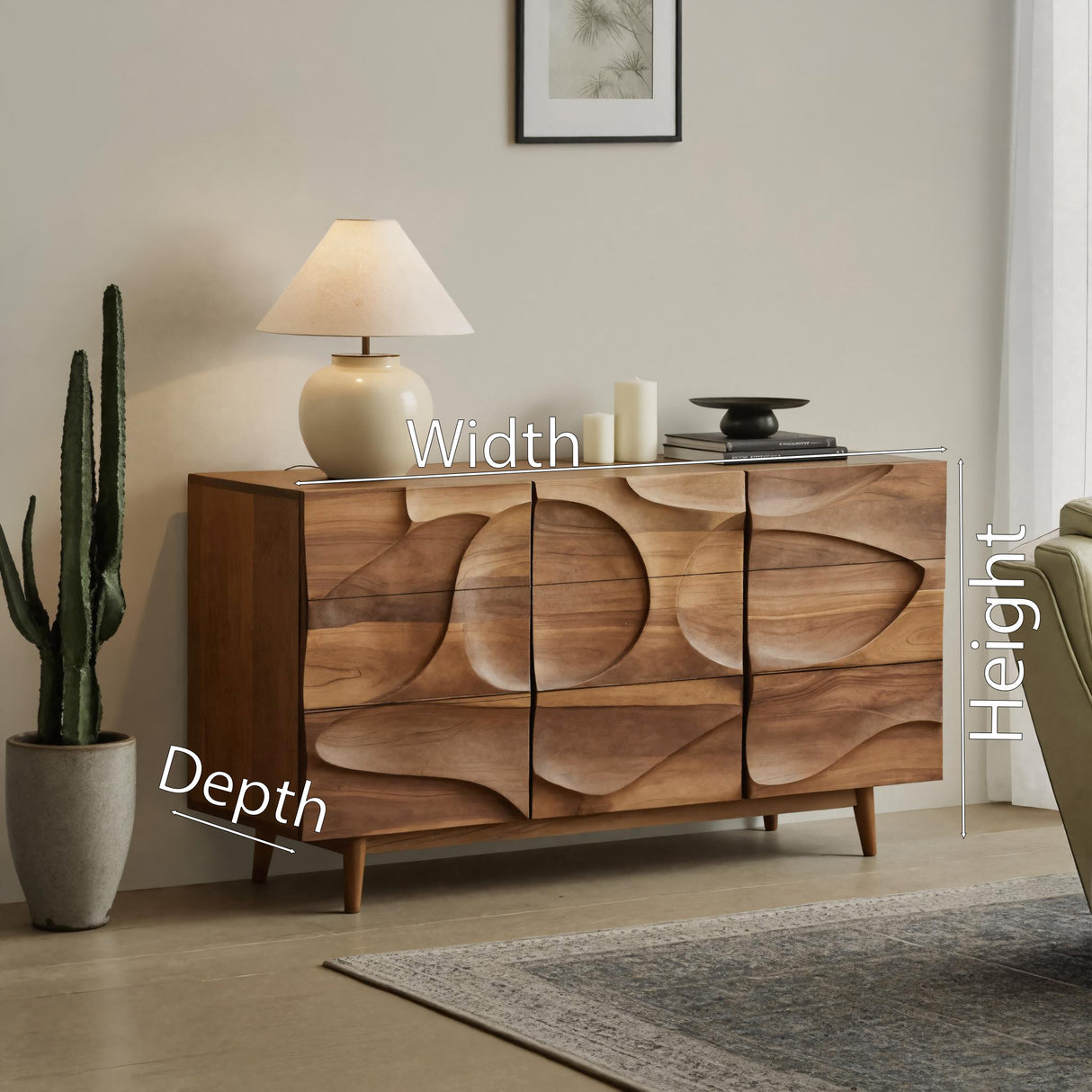Contemporary Carved Sideboard For Living Room Or Dining Room
