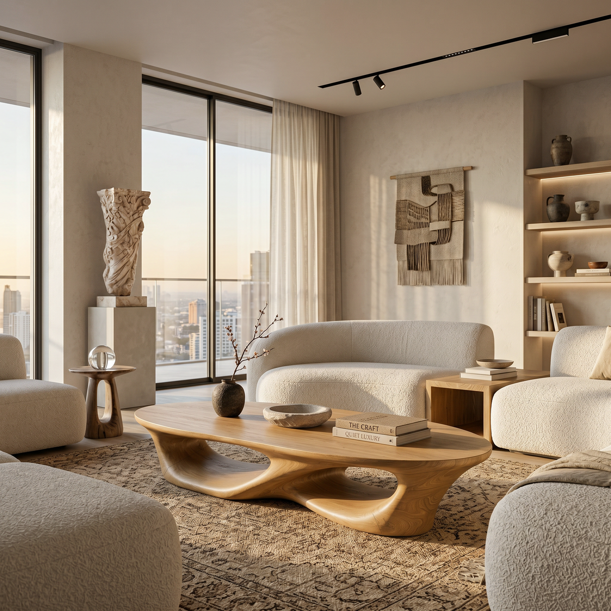 Organic Oval Coffee Table With Sculptural Base For Modern Living
