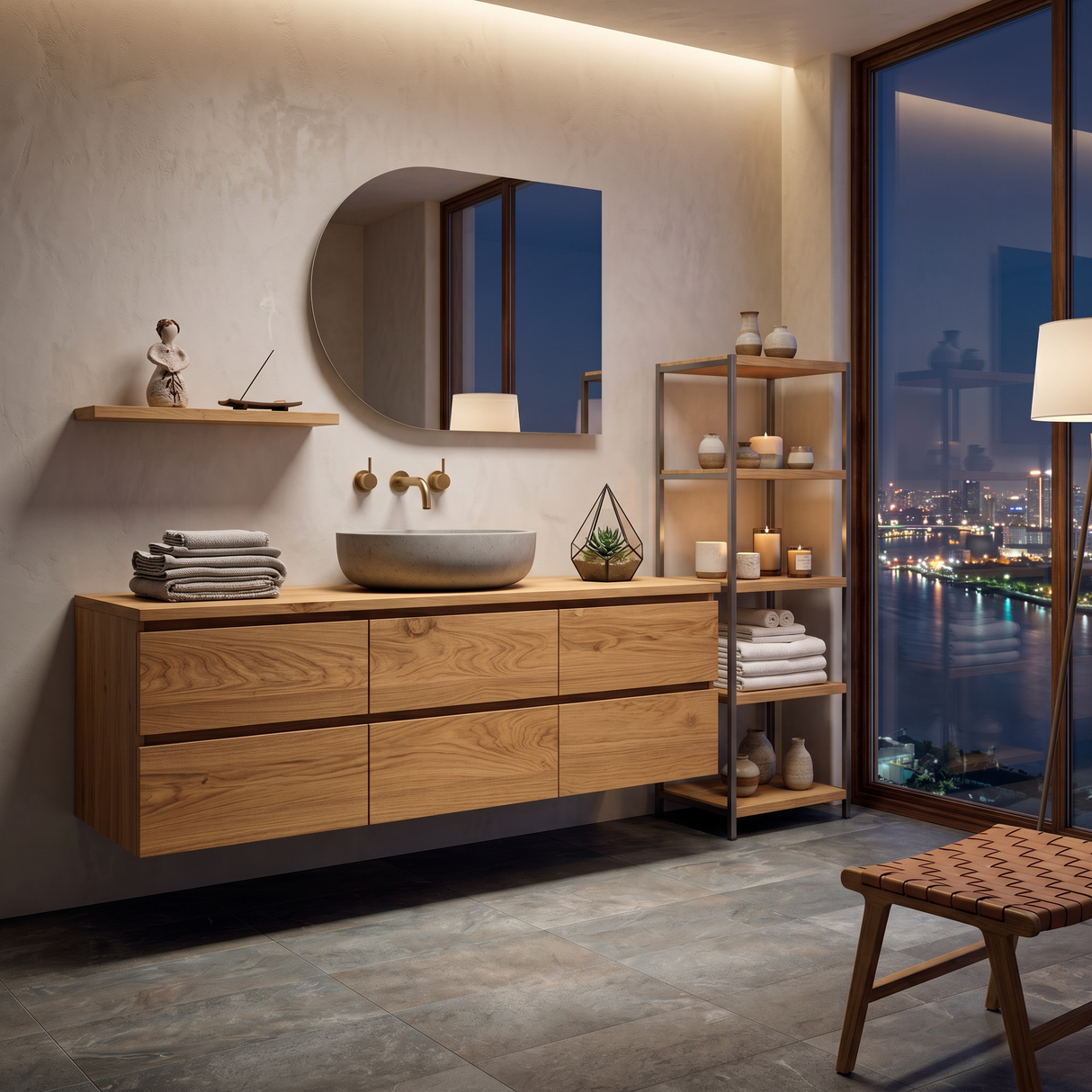 Contemporary Floating Bathroom Vanity With 2 Tiers Drawer For Bathroom