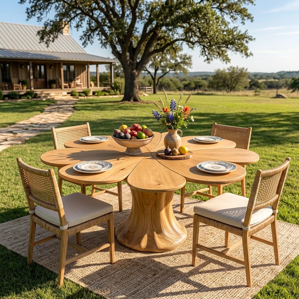 Modern Wooden Dining Table With Flower Shape For Kitchen
