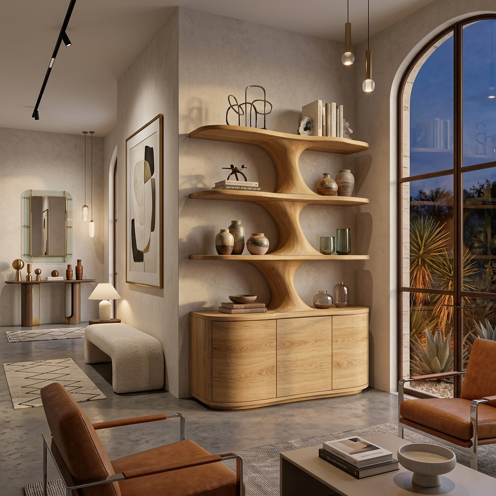 Wooden Bookshelf With Cabinets Spacious Display Compartments For Interiors