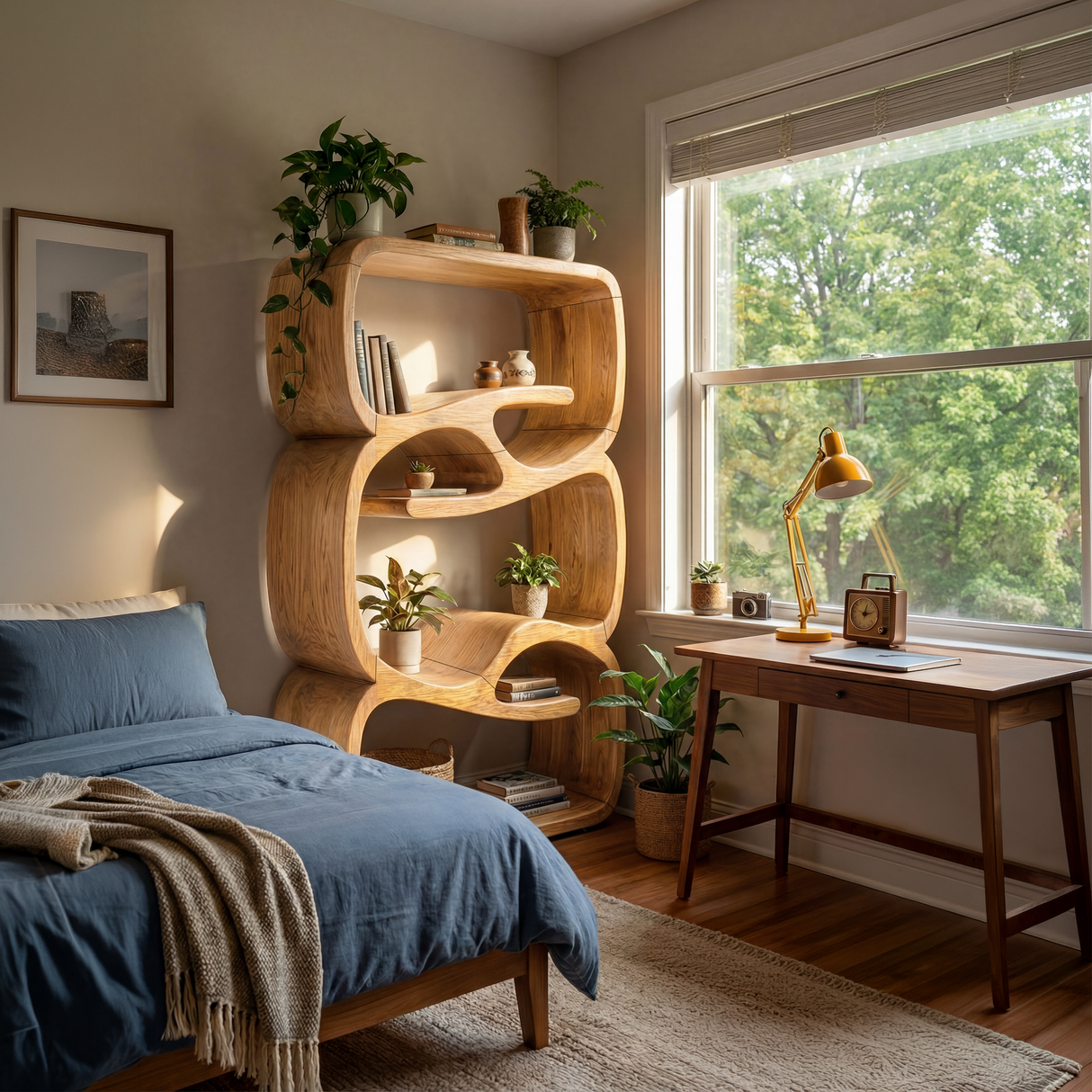 Organic Modern Bookshelf Kitchen Storage Display