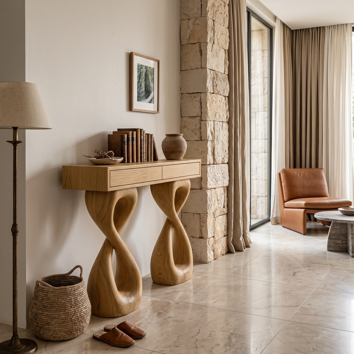 Wooden Console Table With Two-Figure-8 Base For Modern Interior