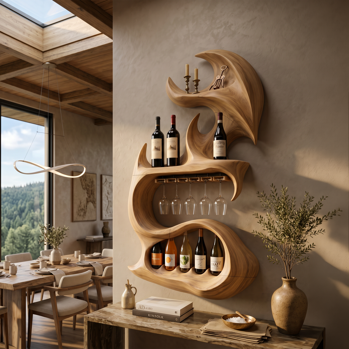 Modern Sculptural Bottle Display For Living Space