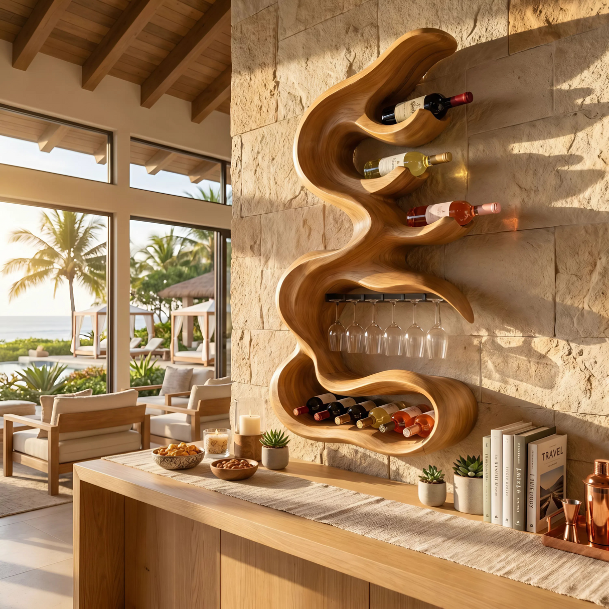 Rustic Artistic Wine Holder For Entertaining Area