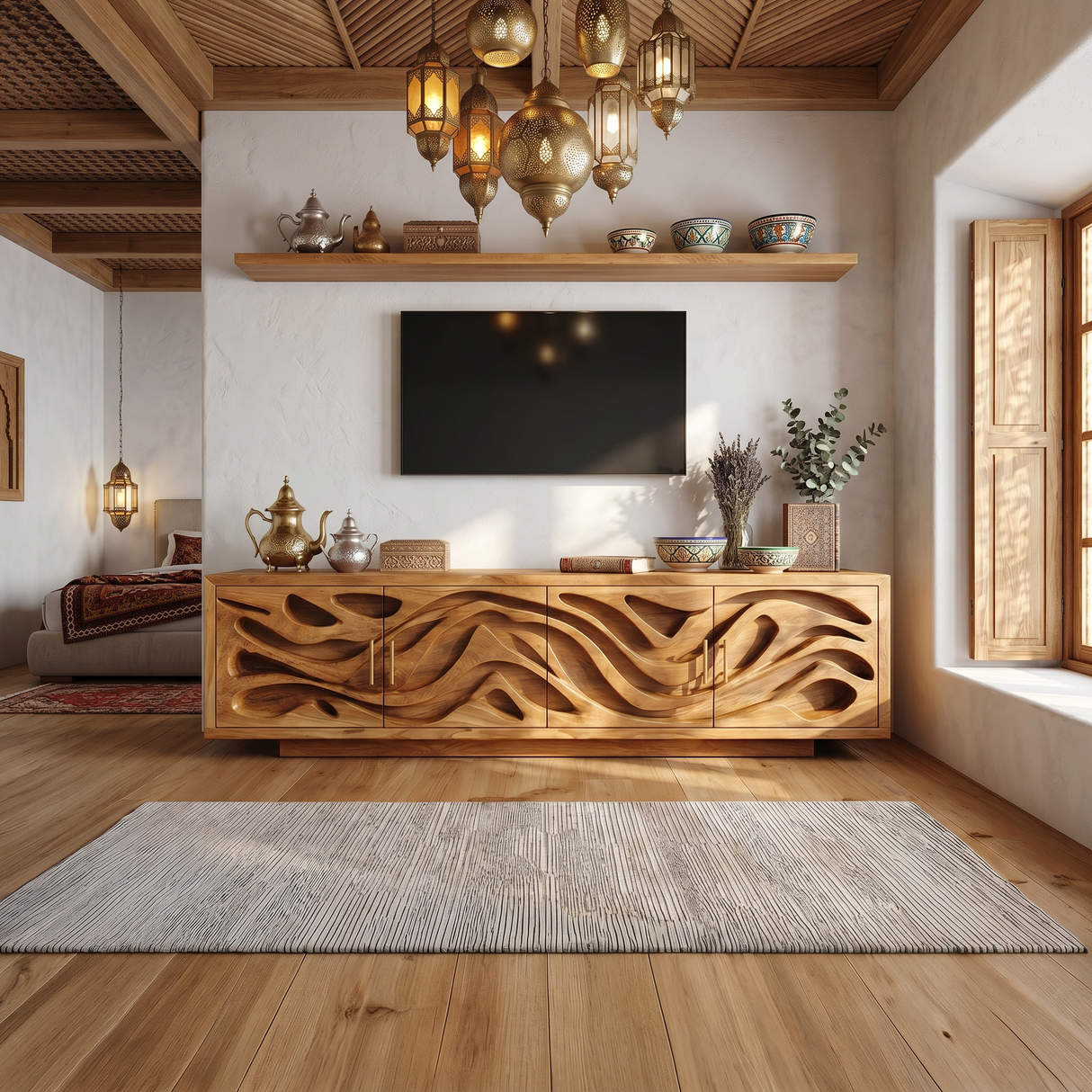 Mediterranean Coastal TV Stand For Santorini Style Bedroom
