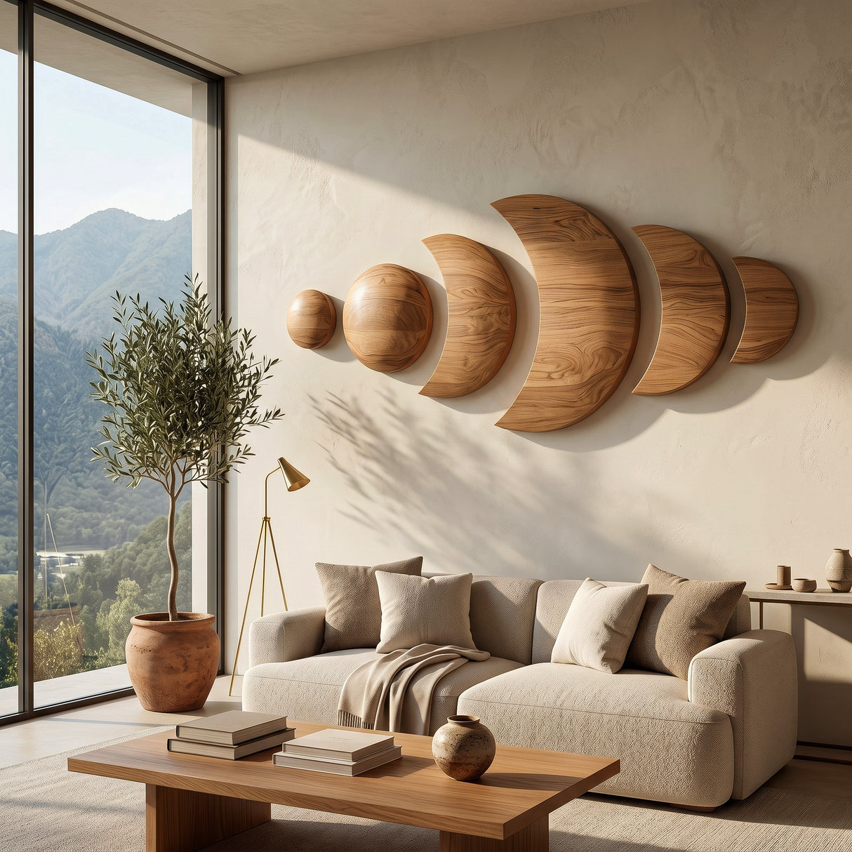 Boho Moon Phase Wood Wall Decor For Living Room