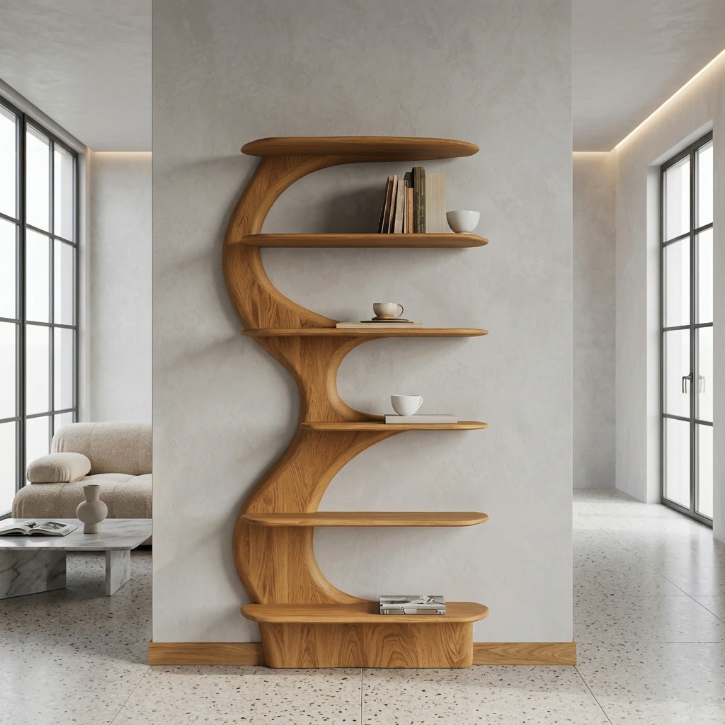 Modern Vertical Bookshelf With Open Storage For Living Room