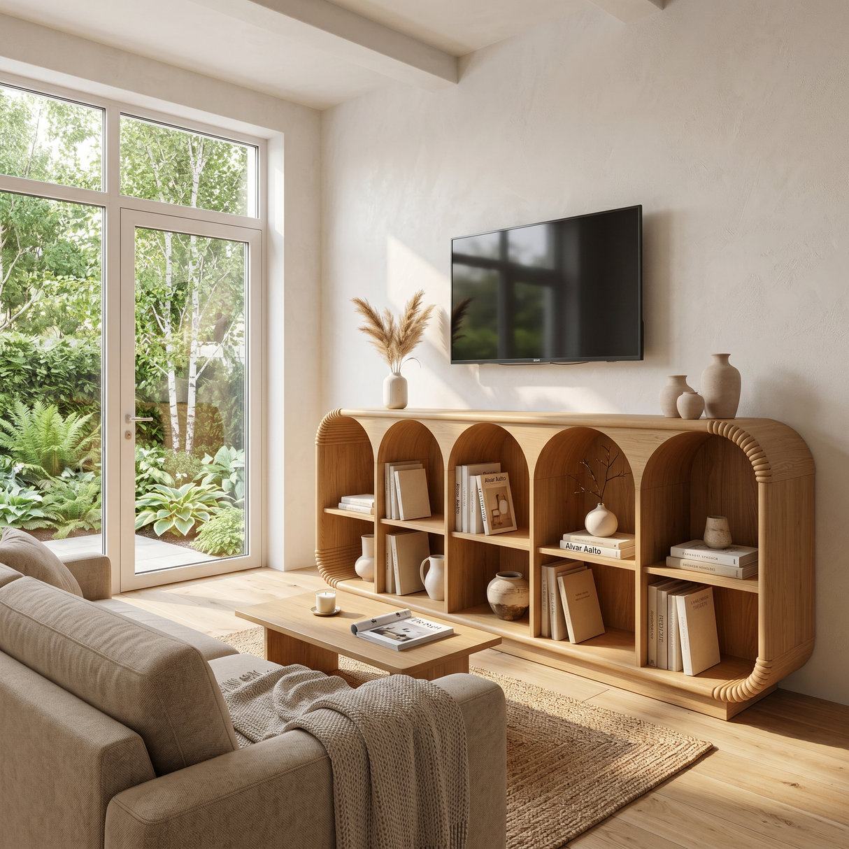 Minimalist Sculptural TV Stand For Media Room Interior
