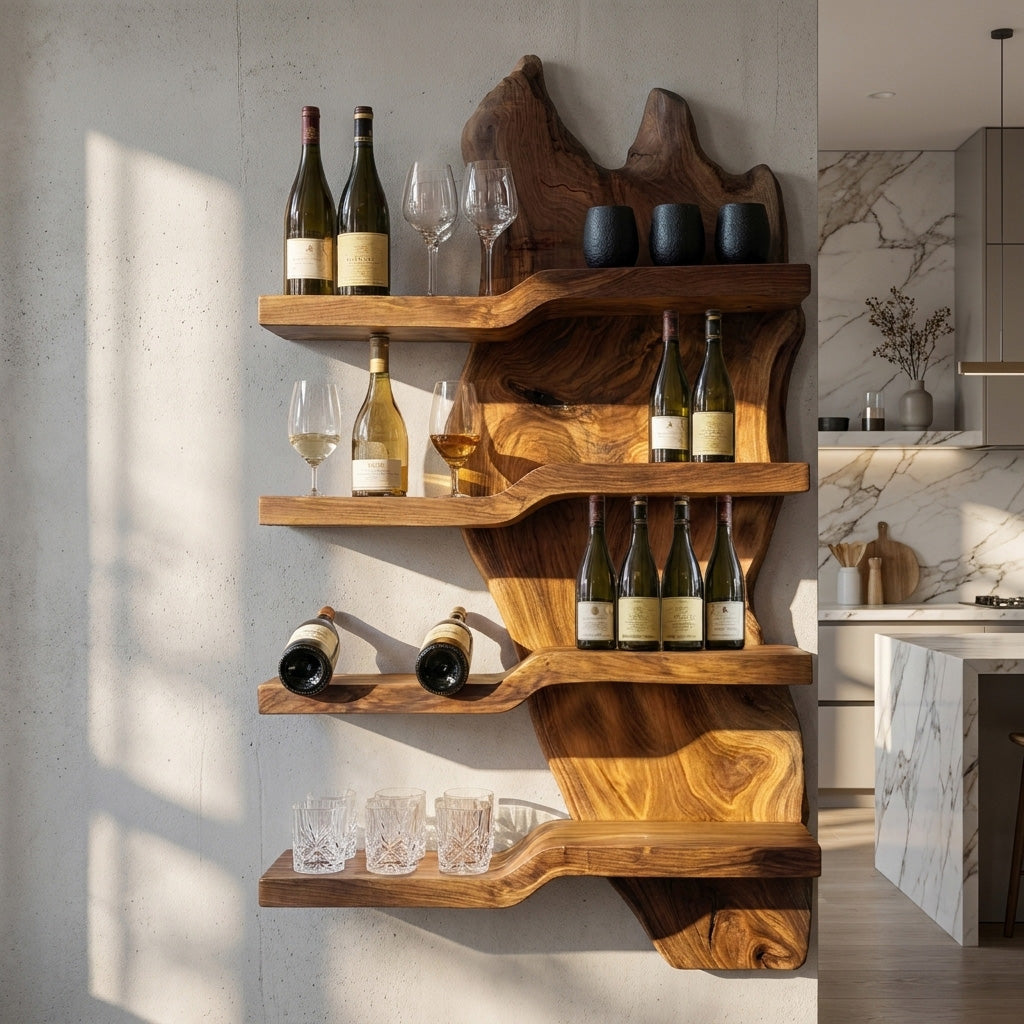 Modern Minimalist Wooden Wine Rack For Kitchen Wall Decor