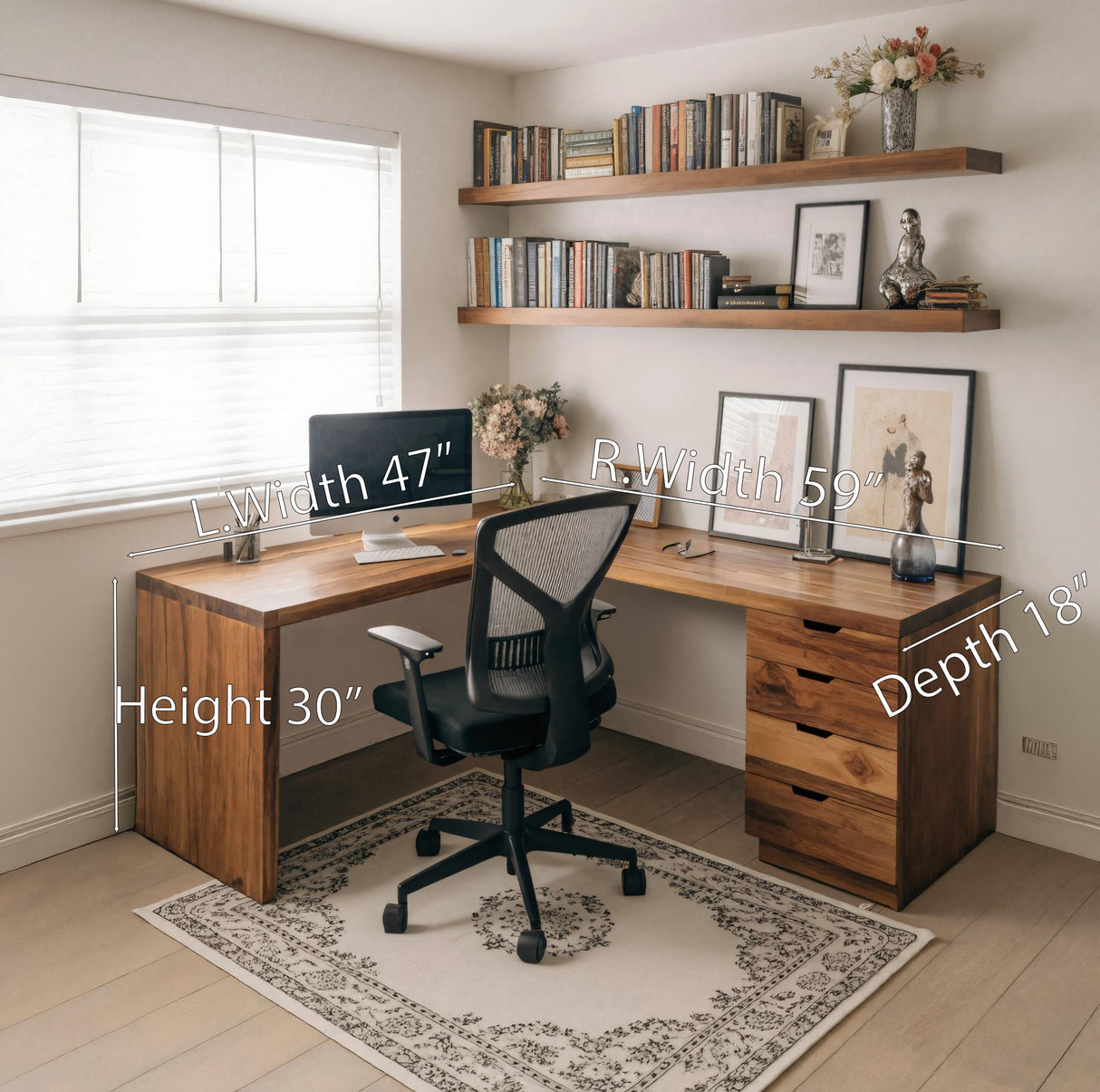 Contemporary L Shaped Desk With Drawers For Home Office