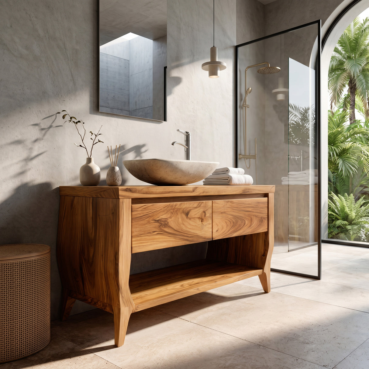 Contemporary Wooden Bathroom Vanity For Spa Or Bathroom