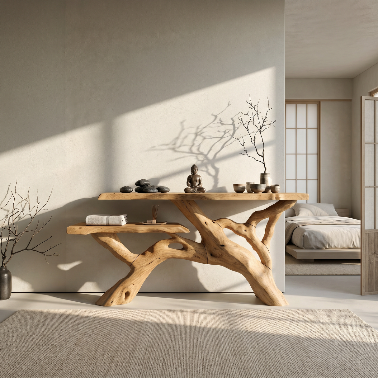 Garden Natural Wood Entryway Bench Table For Room Styling