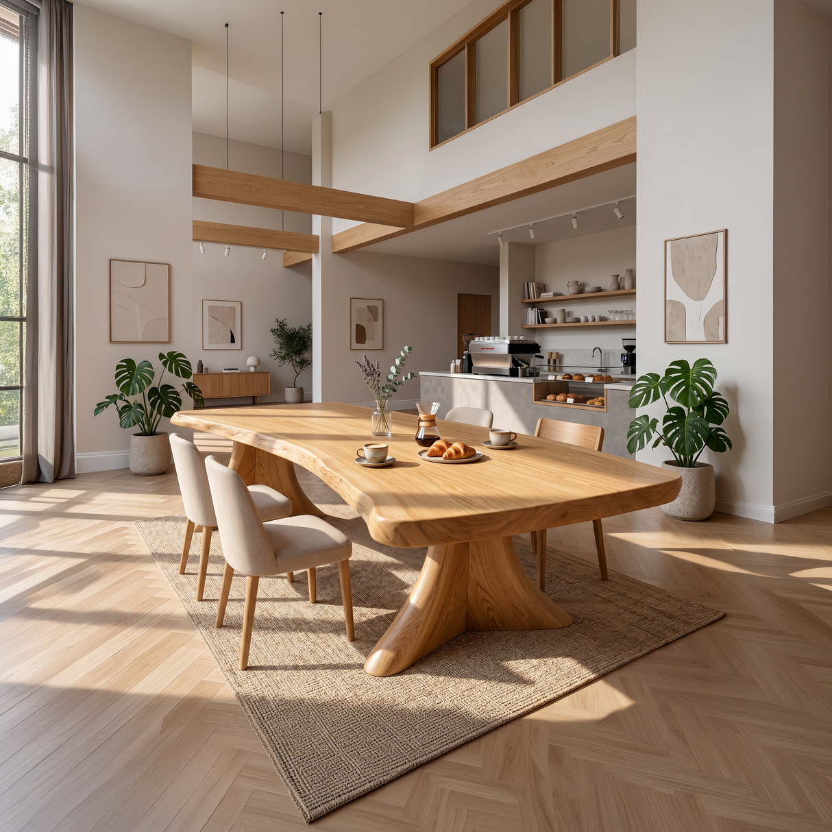 Scandinavian Natural Edge Dining Table For Casual Dining Space