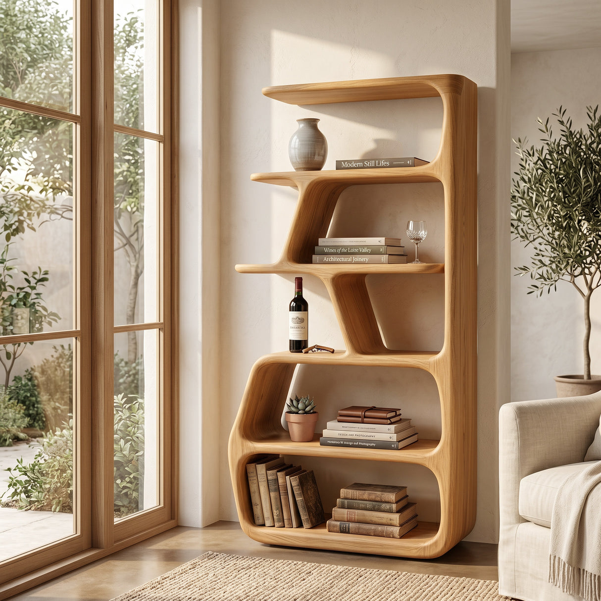 Rustic Wooden Standing Shelf For Apartment Storage