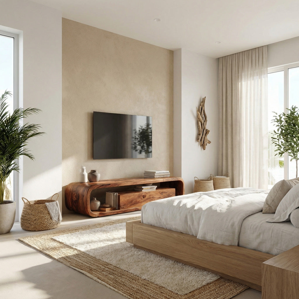 Minimalist Modern Organic TV Console Media Unit For Living Room
