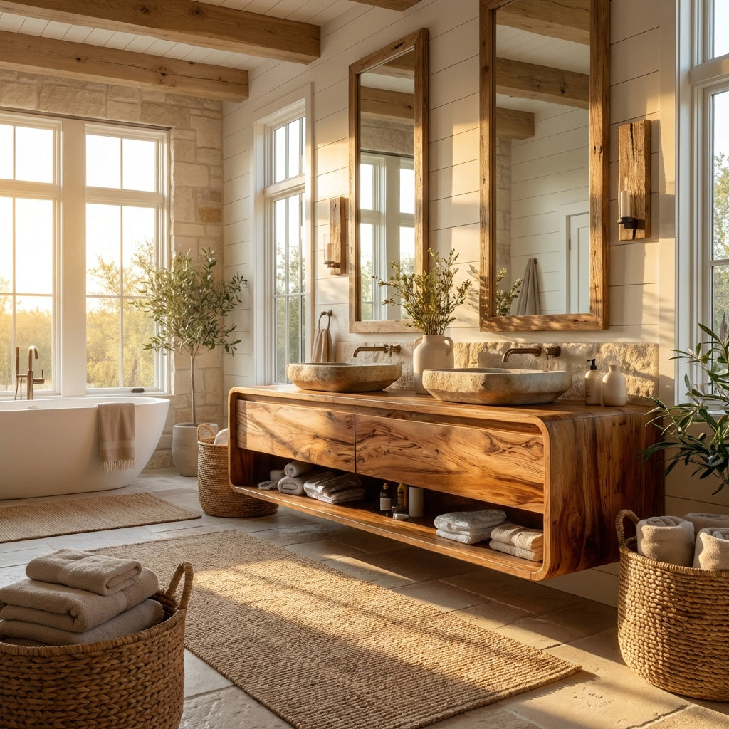 Minimalist Floating Wood Bathroom Vanity For Bathroom Areas