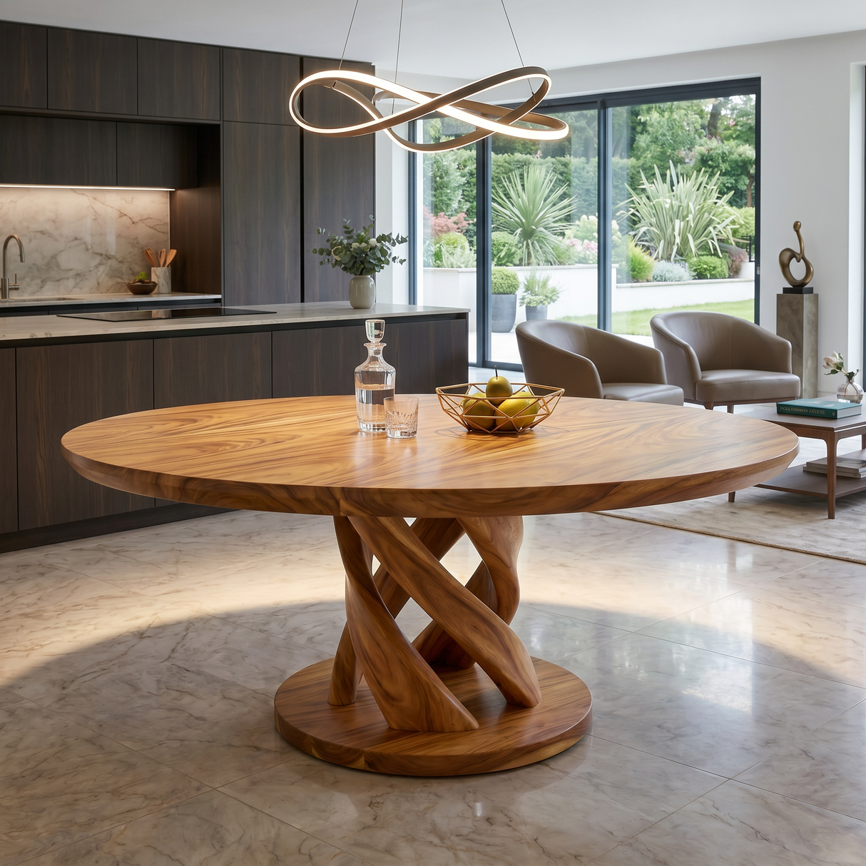 Tropical Round Gathering Table For Luxury Dining Room