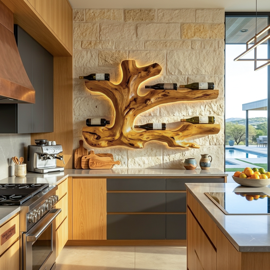Rustic Live Edge Wine Rack Wall Hanging For Home Interiors