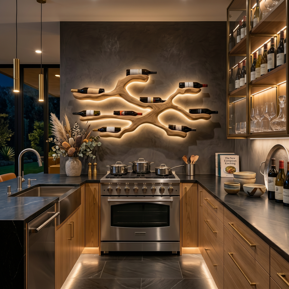 Modern Wine Rack Wall Display For Kitchen And Dining Area
