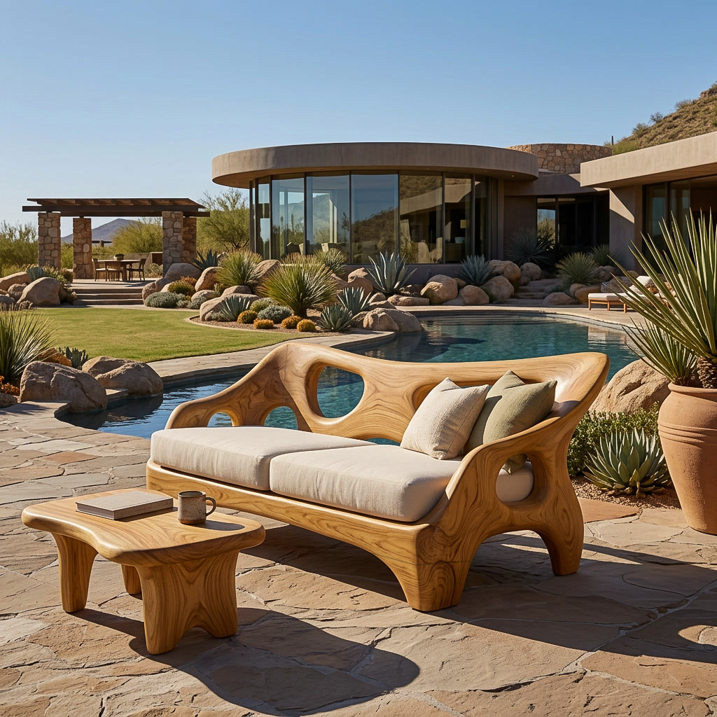 Luxury Wooden Sofa Sculptural Design For Home