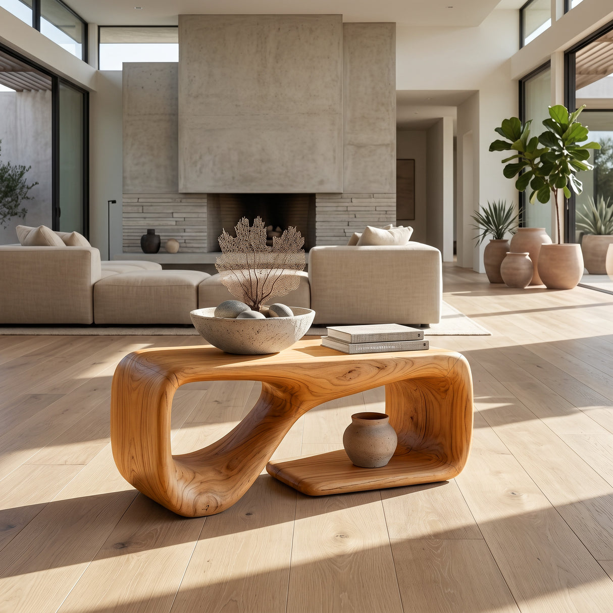 Modern Sculptural Coffee Table For Living Room Decor