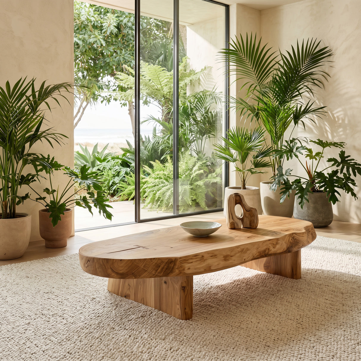 Rustic Coffee Table With Live Edge For Living Room
