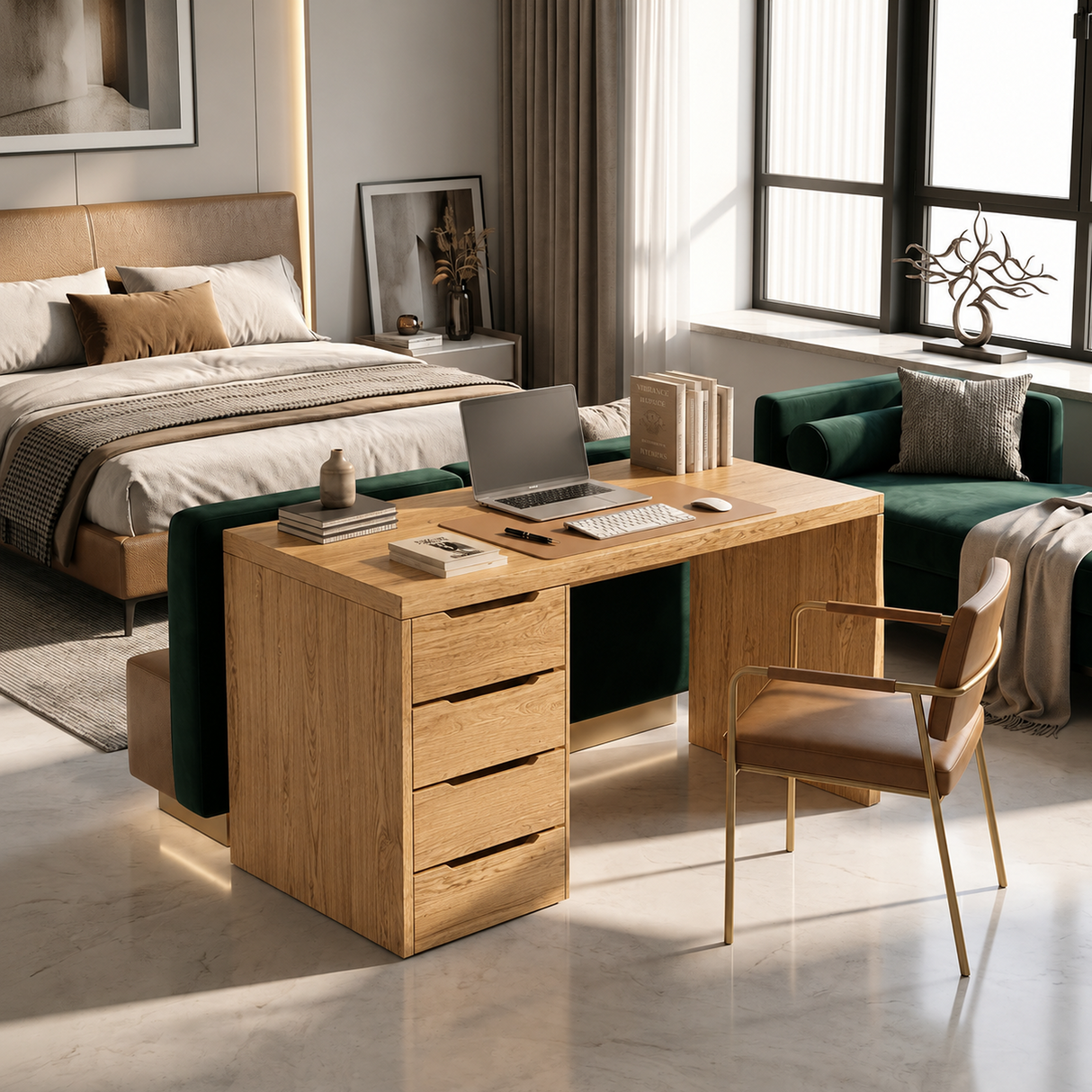 Minimalist Work Desk With Metal X Legs For Studio Room
