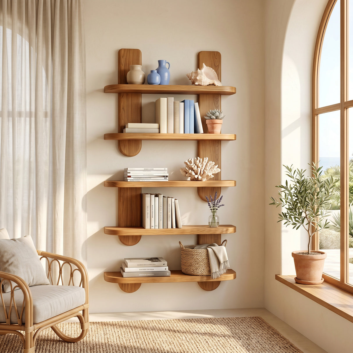 Modern Wooden Wall Mounted Bookshelf For Home Decor