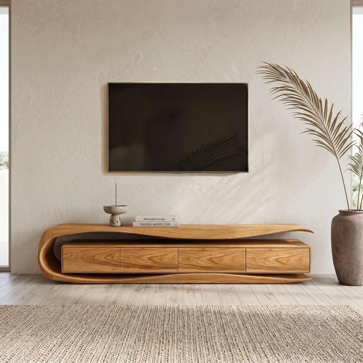 Modern Organic TV Console For Living Room Interior