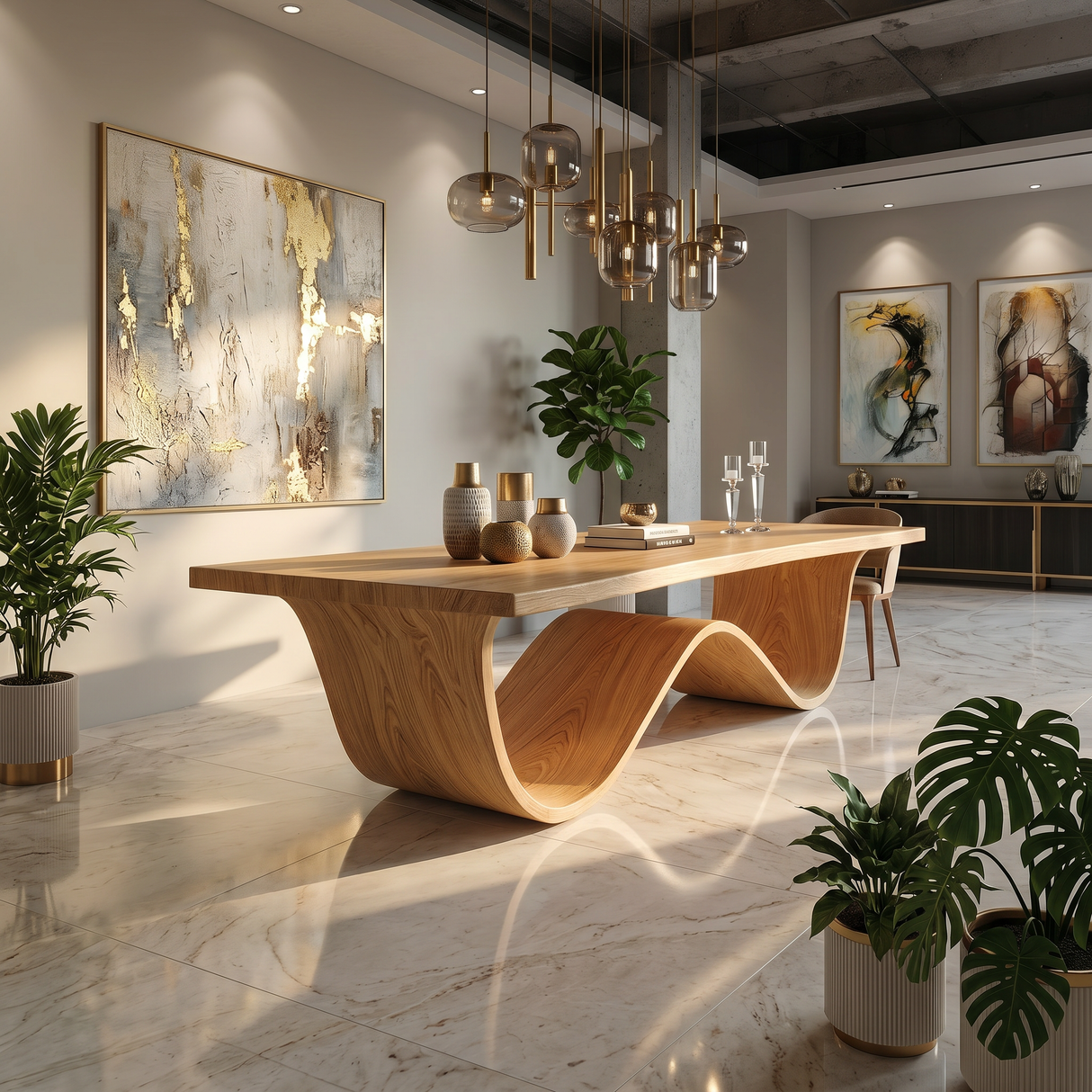 Sculptural Dining Table For Tropical Dining Space