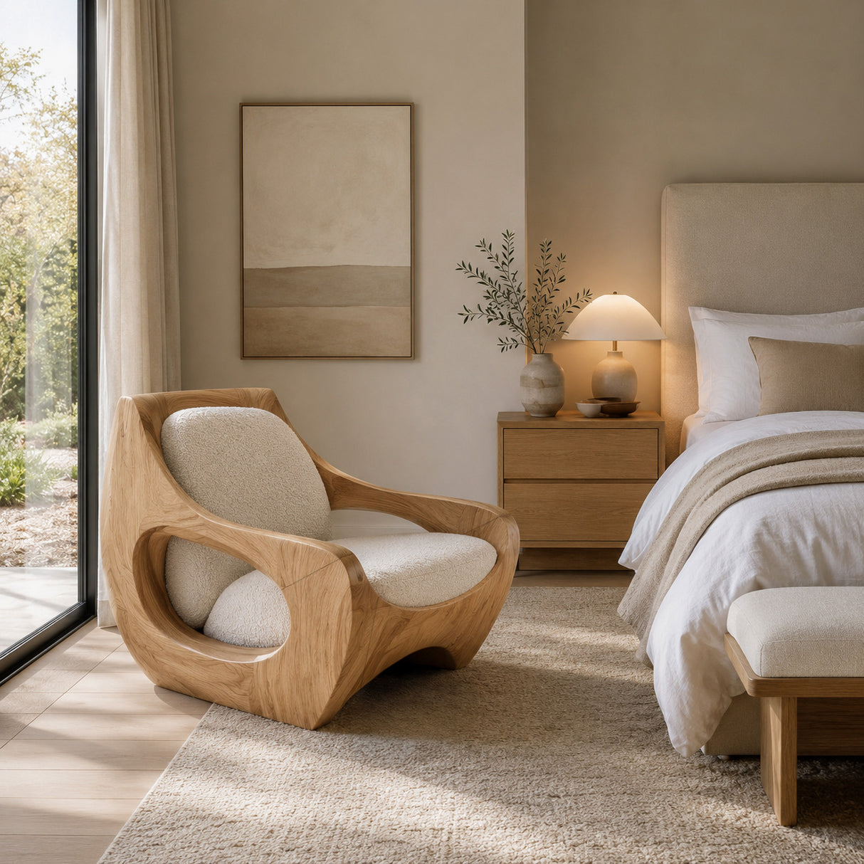 Sculptural Natural Wood Chair For Modern Home Decor