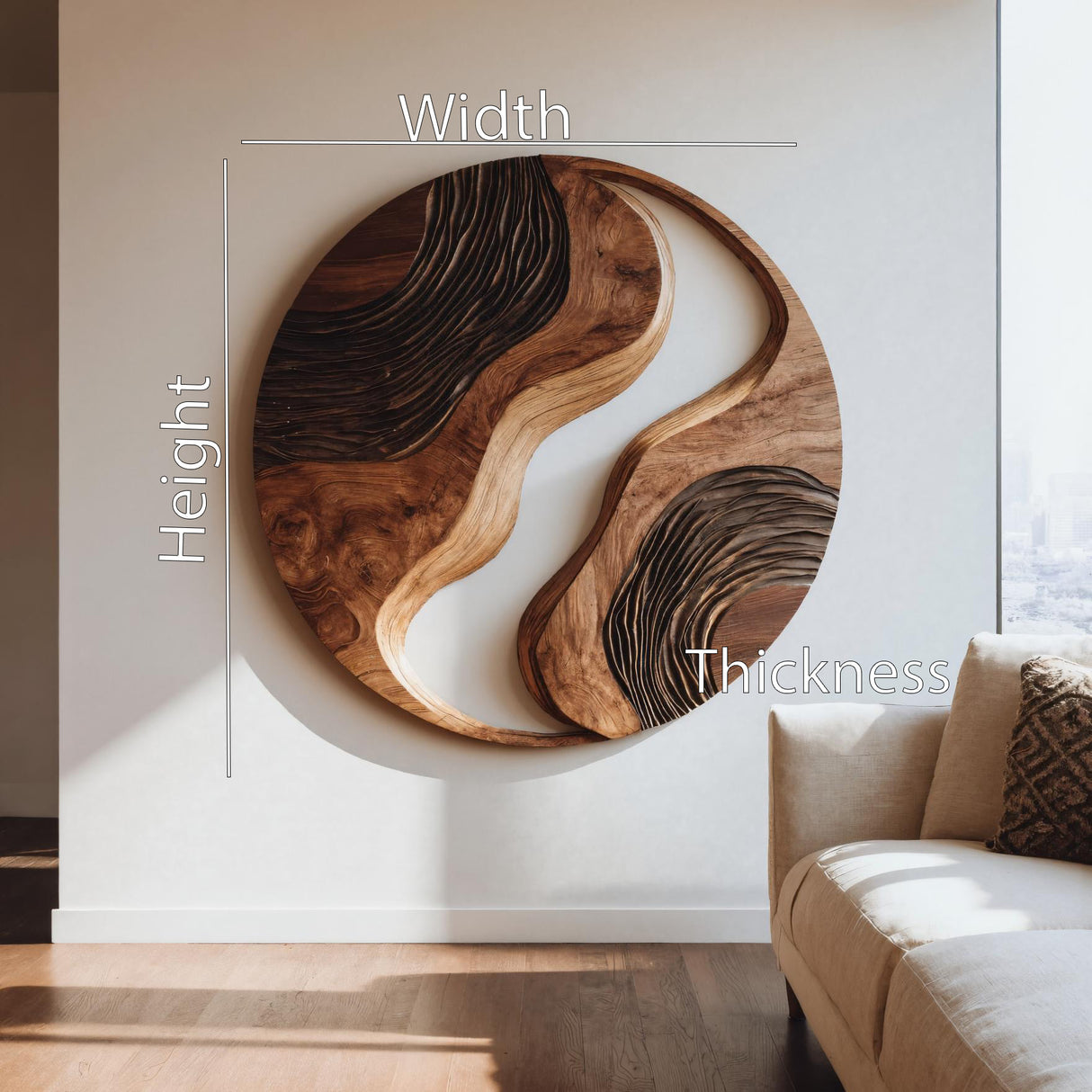 Round Sculptural Wall Art With Yin Yang Design For Living Room