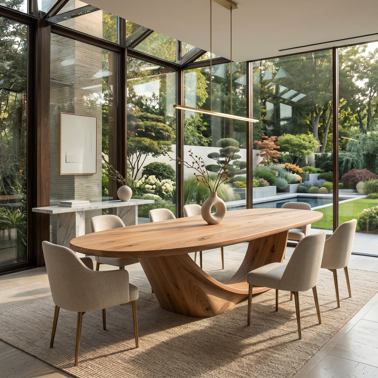 Modern Sculptural Oval Dining Table For Luxury Dining Room
