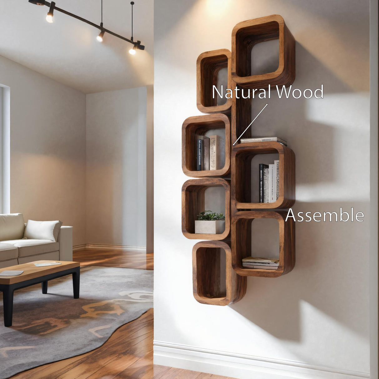 Modern Wall Mounted Bookshelf With Square Design For Living Room