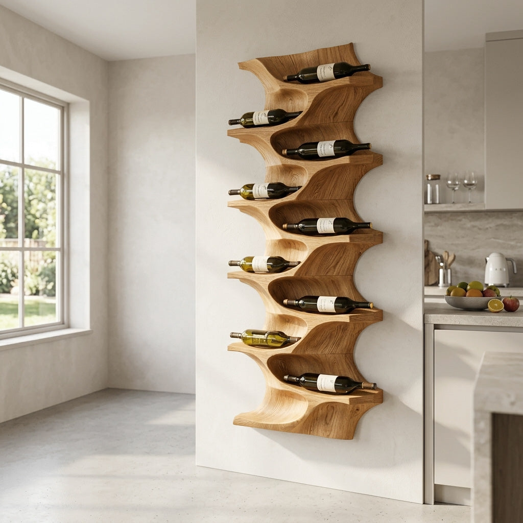 Contemporary Natural Wood Wine Rack For Dining Room Wall Display
