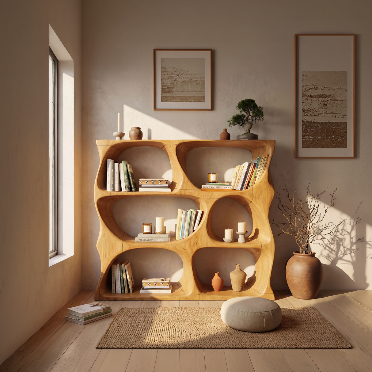 Modern Decorative Bookcase Storage Organizer For Living Room Space