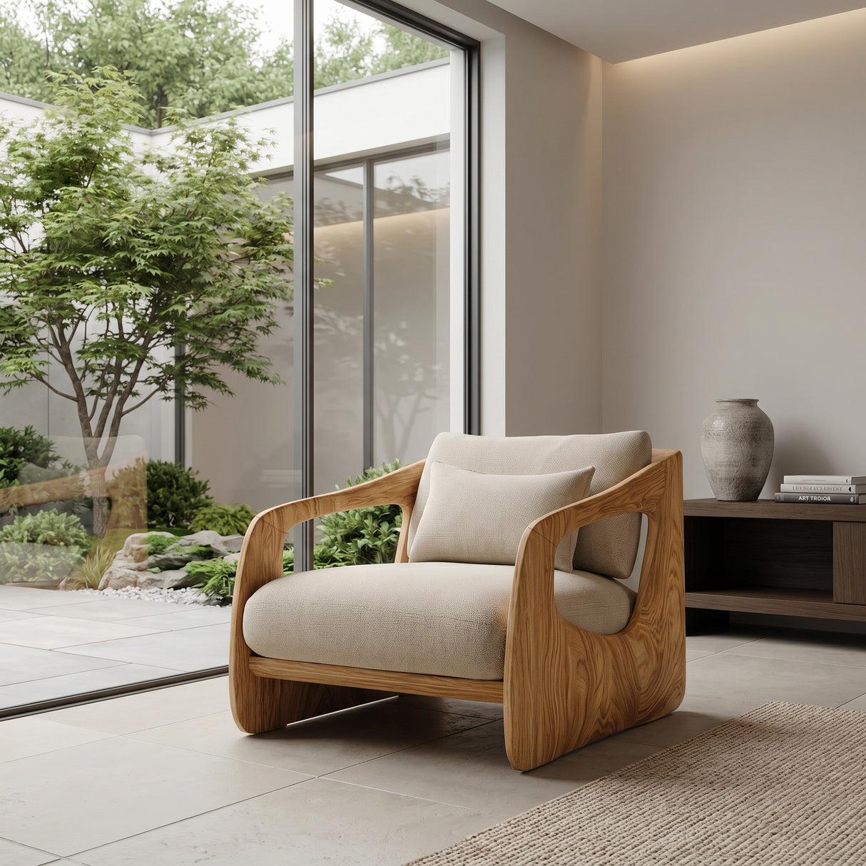 Contemporary Wooden Armchair For Cozy Living Room