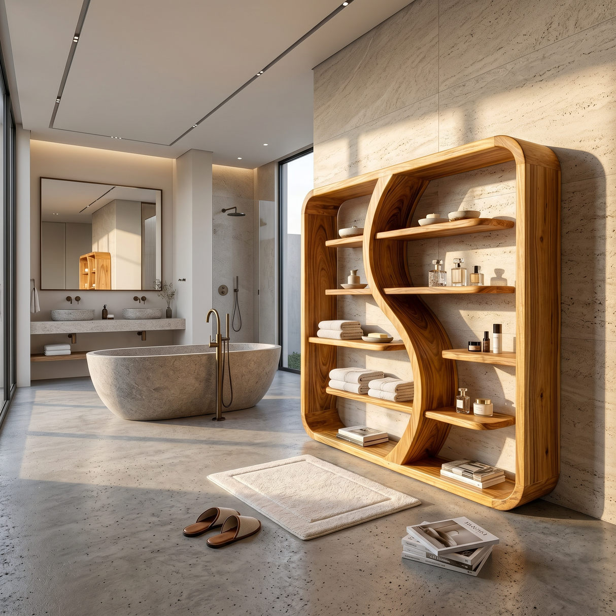 Organic Solid Wood Bookcase For Nature Inspired Homes