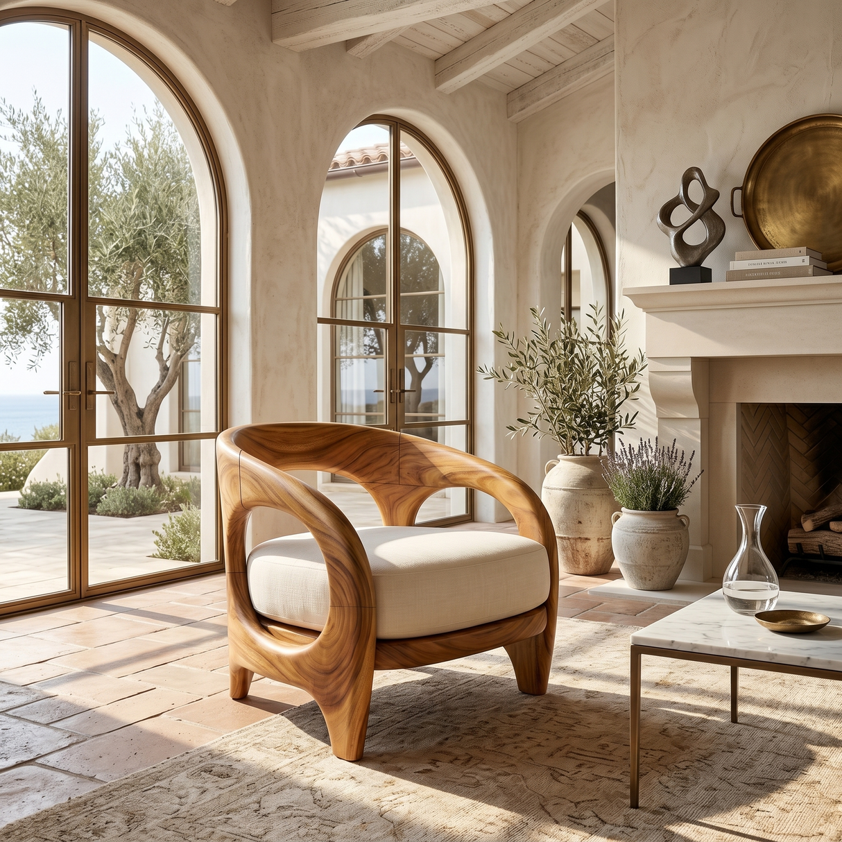 Organic Modern Sculptural Accent Chair Elegant Veranda