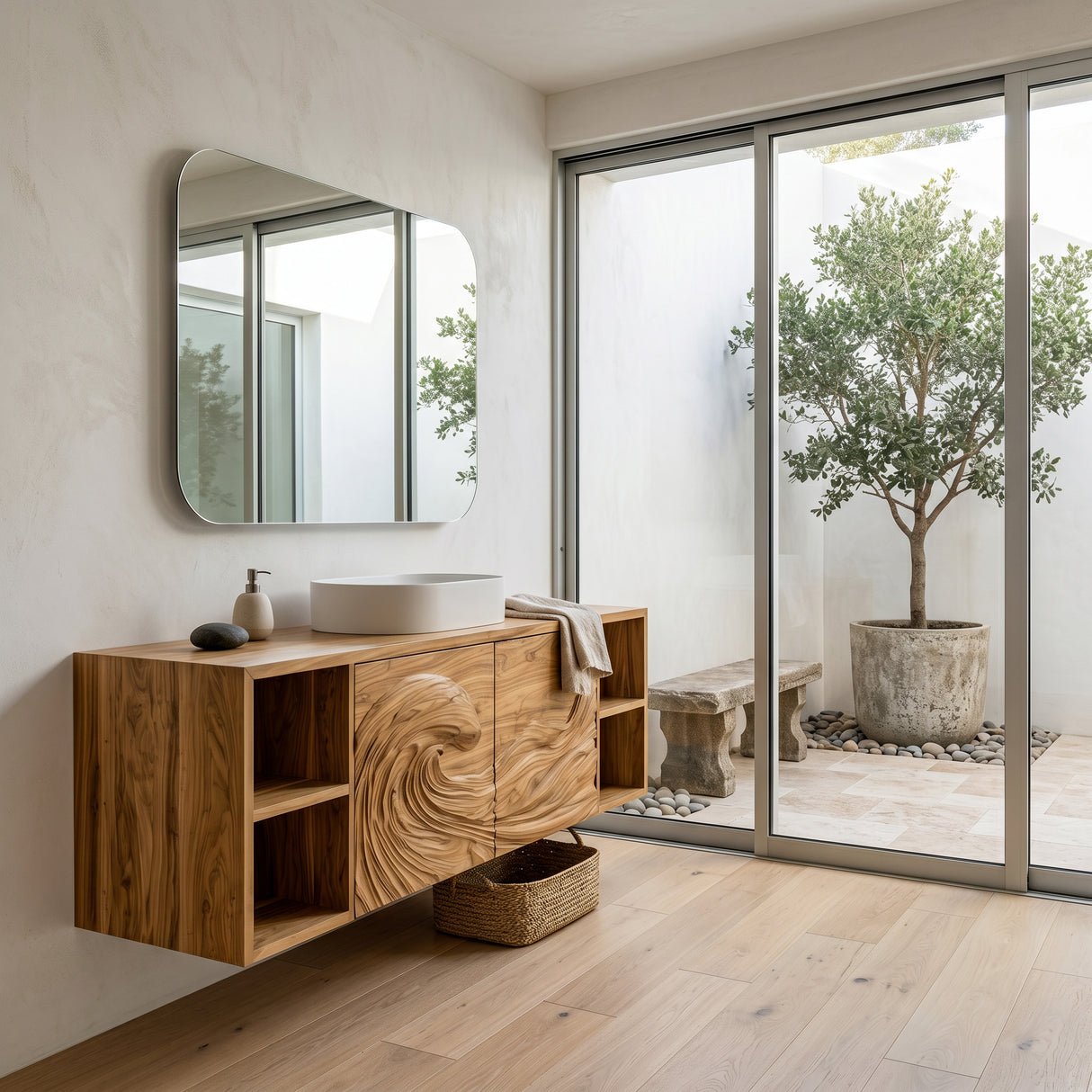 Modern Ocean Wave Bathroom Vanity For Contemporary Bathroom