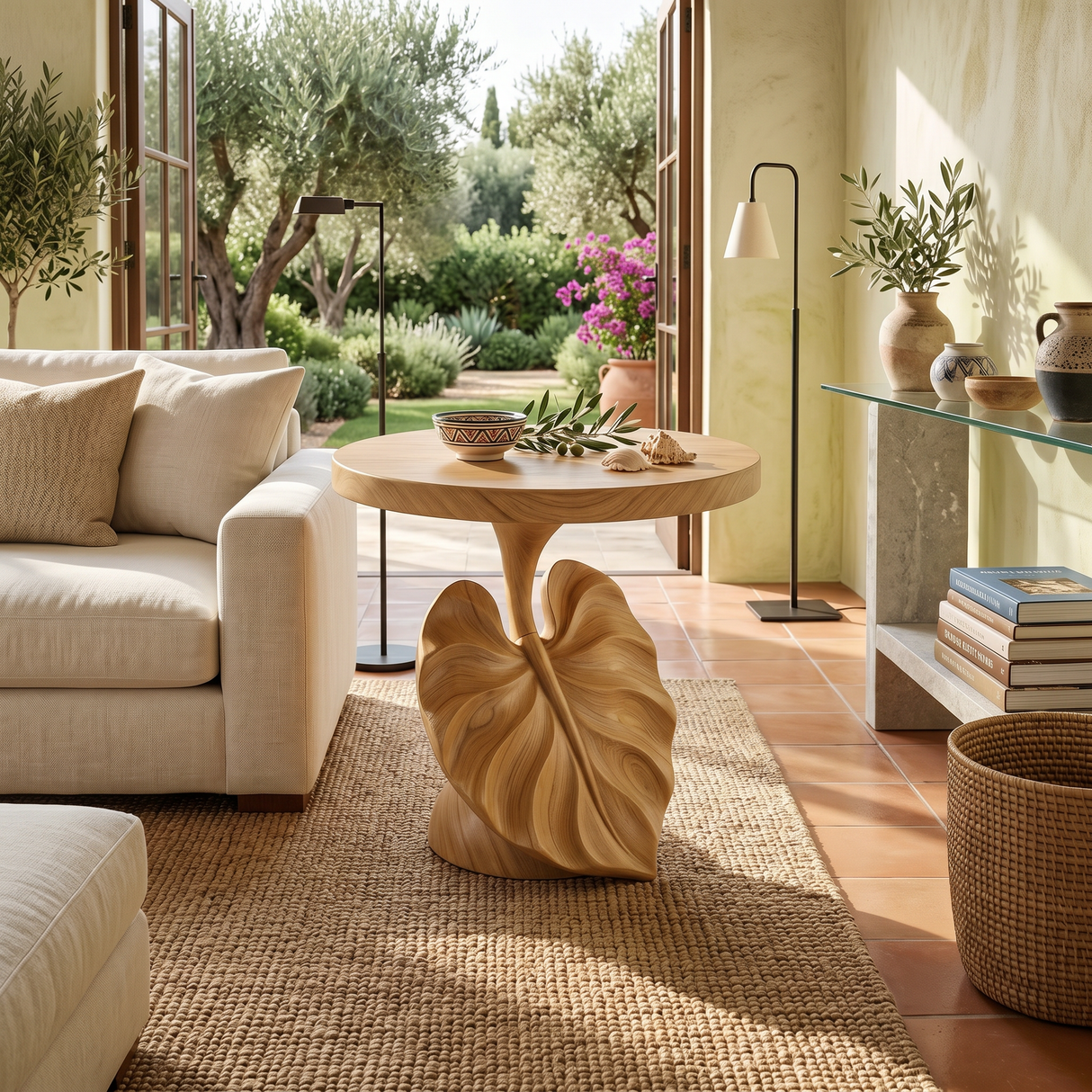 Mediterranean Sculptural Accent Table Courtyard Patio