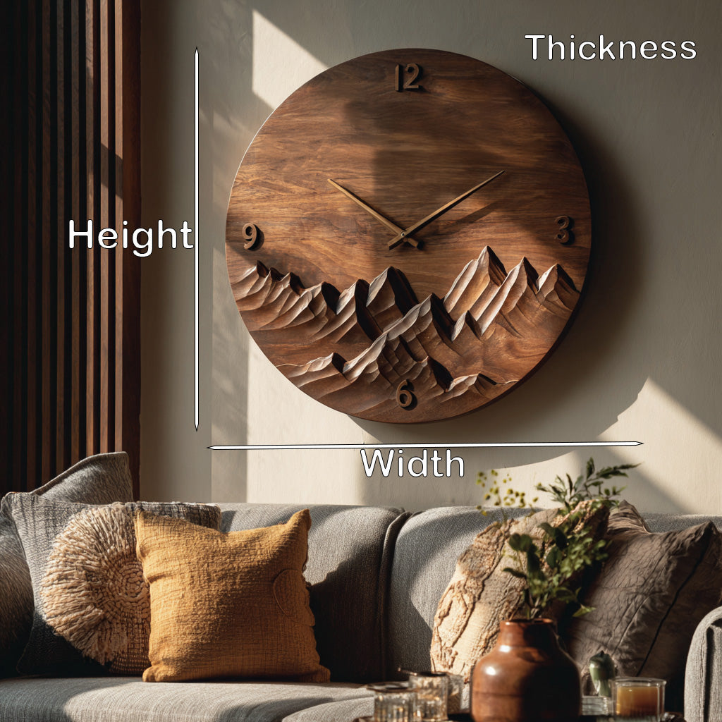 Modern Wall Clock Mountain Landscape For Living Room