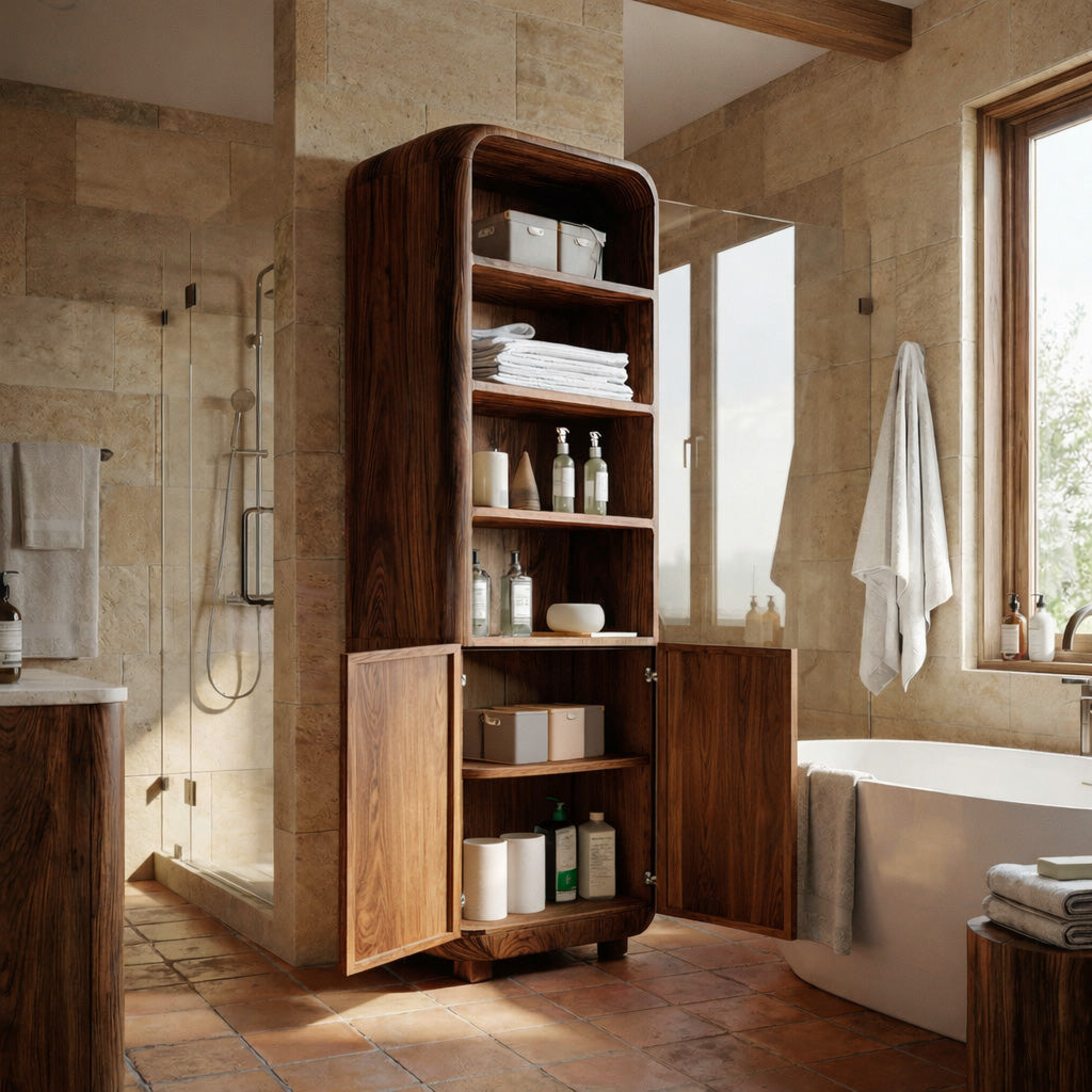Modern Bathroom Cabinet With Rounded Edges For Spa Decor