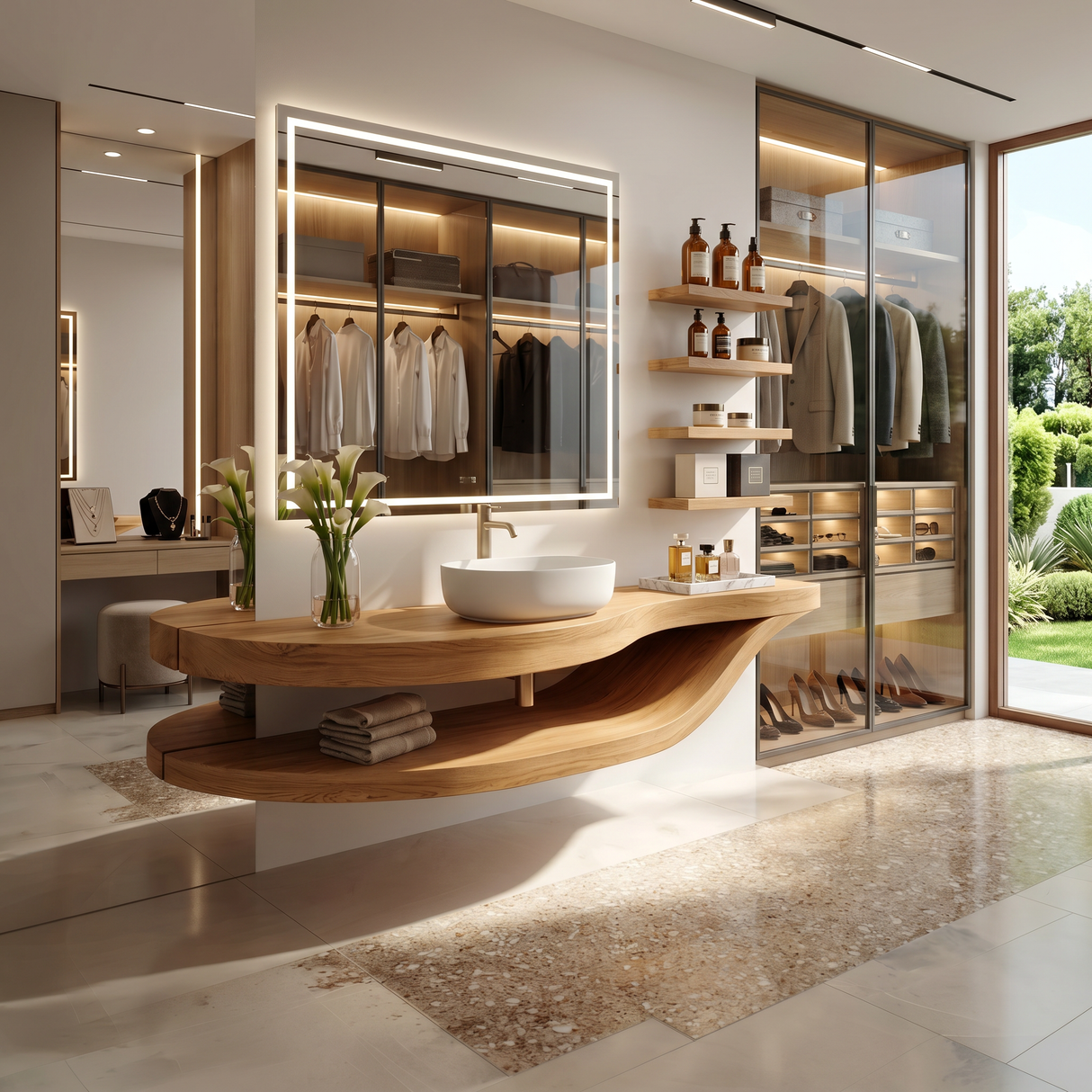 Luxury Open Shelf Vanity Cabinet Resort Suite
