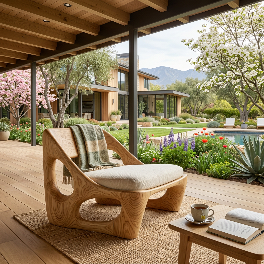 Organic Natural Wood Accent Chair For Living Room
