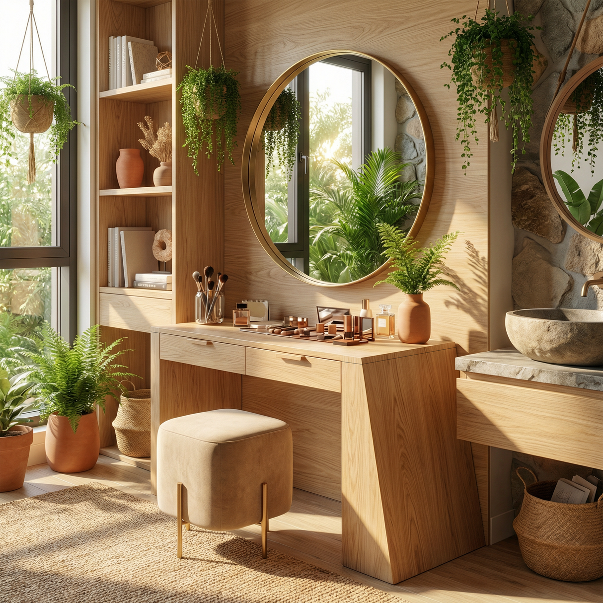 Industrial Makeup Vanity Desk Home Office Beauty Space Personal Area