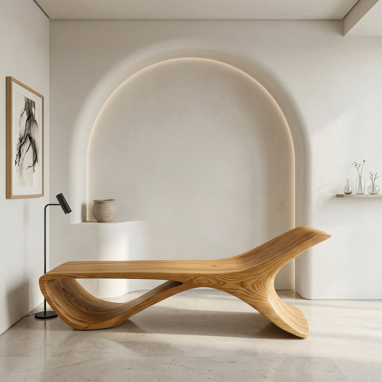 Minimalist Sculptural Bench For Entryway Or Hallway