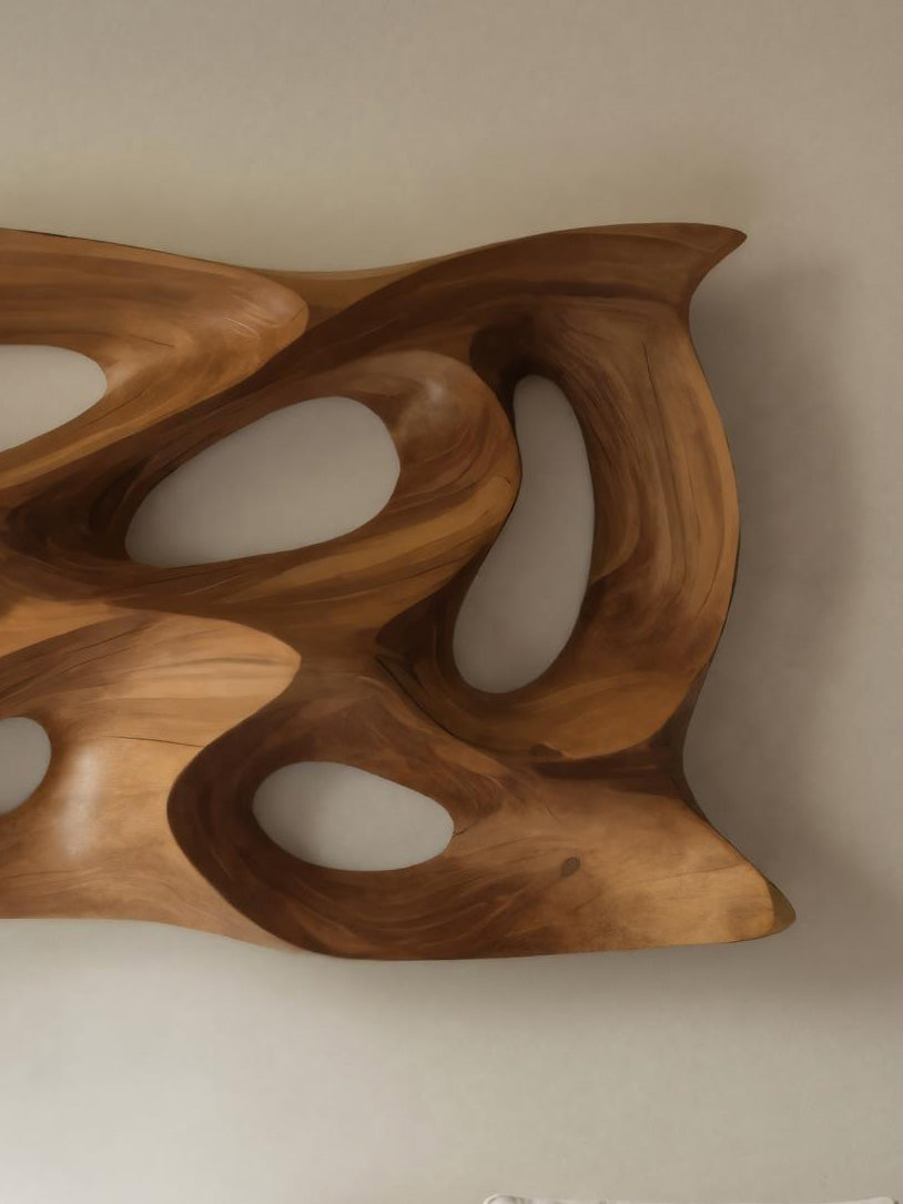 Modern Sculptural Wall Art With Abstract Carved Panel For Lounge