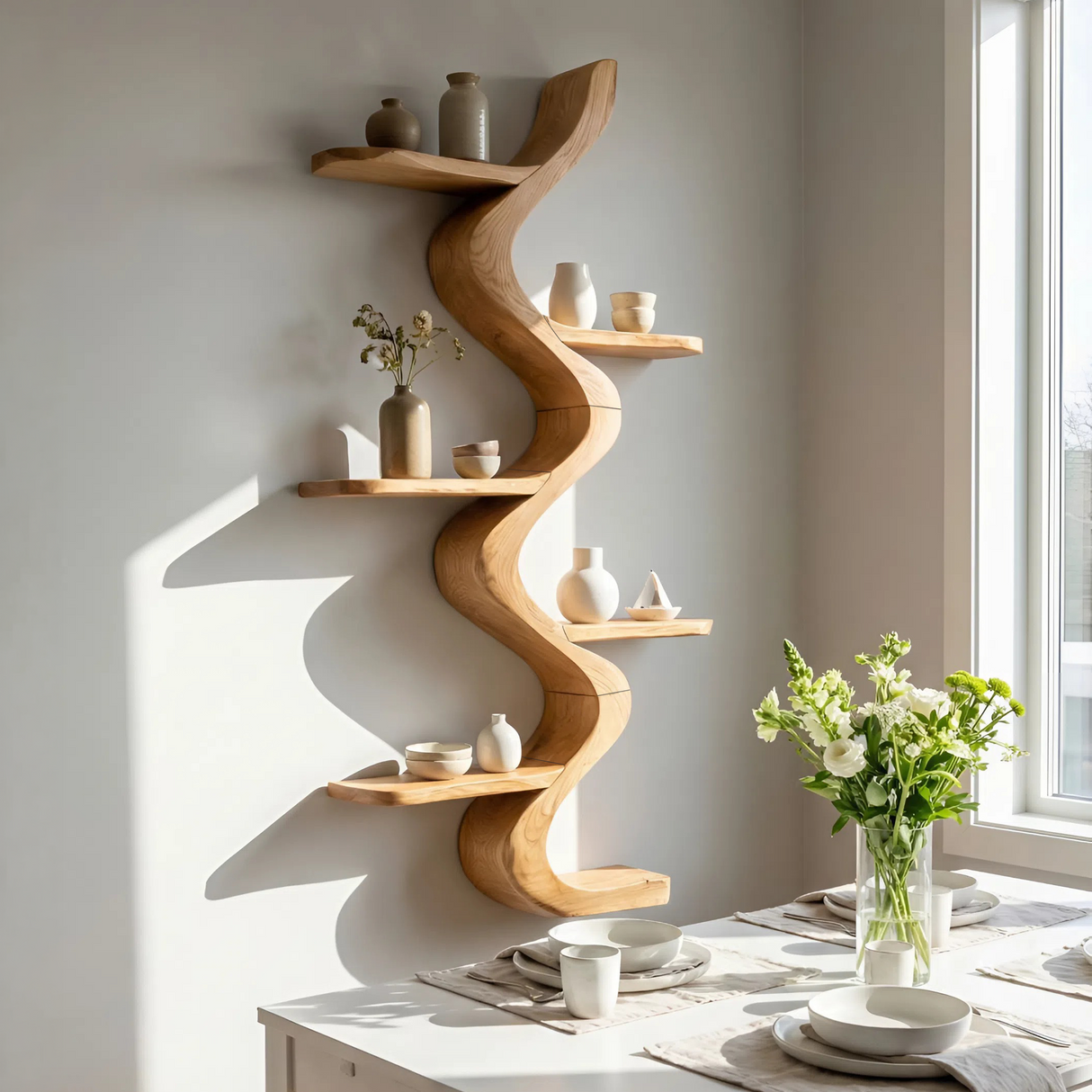 Mid Century Wall Shelf For Home Office Storage